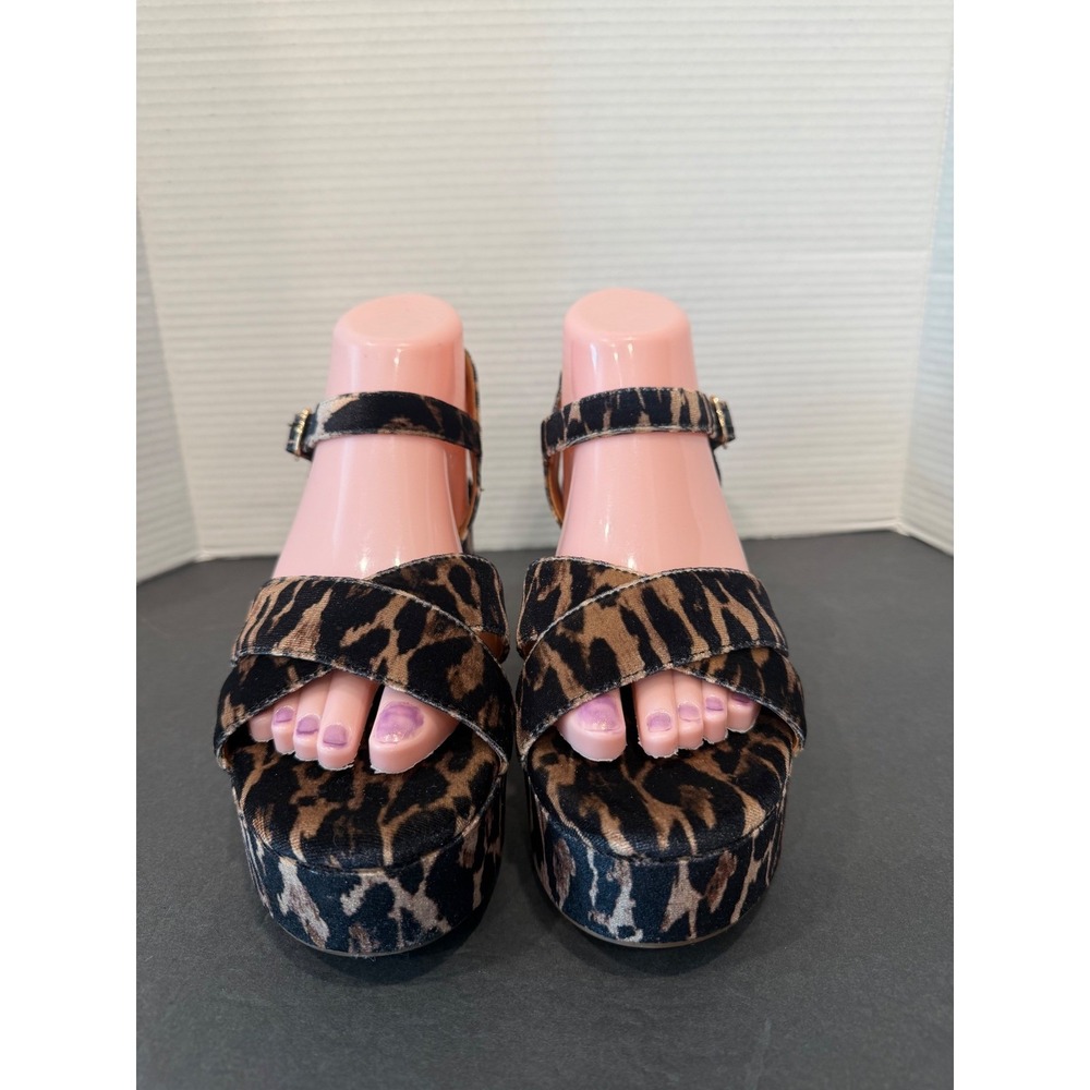 Gianni Bini Joize Velvet‎ Leopard Print Block Heel Platform Sandals New Sz 7.5M - Picture 4 of 12